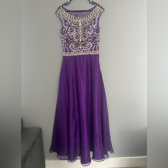 Zachary Alexander Size XL Purple Beaded Prom Dress - Picture 1 of 7